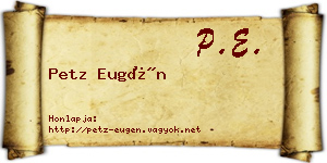 Petz Eugén névjegykártya